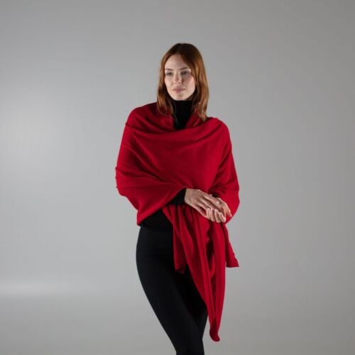 Ruby red Scottish cashmere shawl
