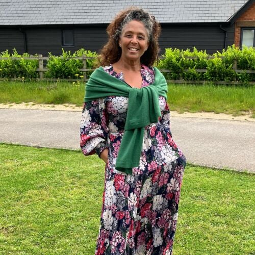 Mini Vetiver green cashmere scarf