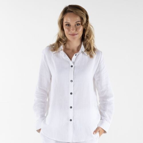 Connswater White Linen Loungewear Shirt