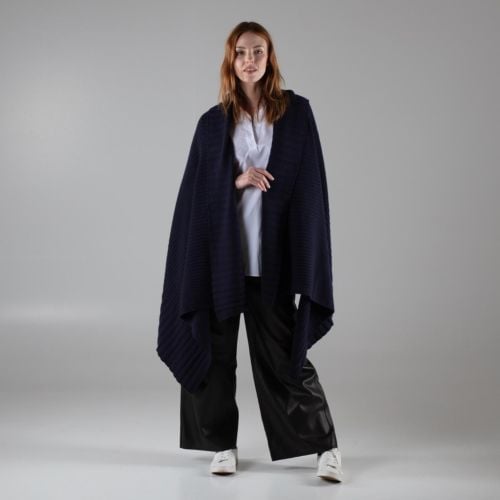 Cathedral York Navy Blue Cashmere Blanket Wrap