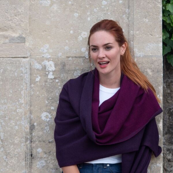 Purple cashmere wrap hot sale
