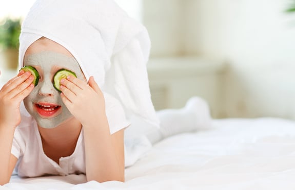 Little girl with face mask